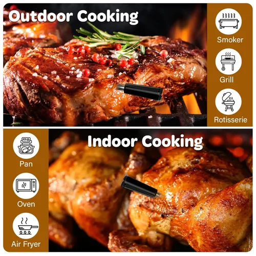 Vista 8 de Termómetro Inalámbrico para Carne con Alertas en Tiempo Real - Sonda Bluetooth Inteligente para Barbacoa, Parrilla, Horno, Ahumador - Bluetooth