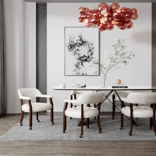 Vista 29 de Silla de comedor con ruedas, sillas de capitán con rodillos, juegos de dinette, sillas de póquer con ruedas, mesa de cocina, sillas rodantes, silla