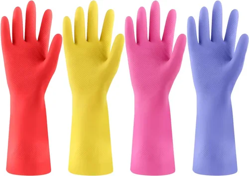 4 pares de guantes de goma para lavar platos, guantes de cocina para lavar platos, guantes de limpieza para el hogar reutilizables pequeños