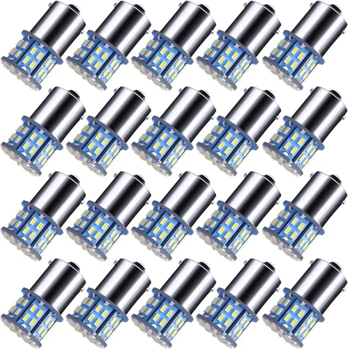 Bombillas LED 1156 1141 1003 7506 BA15S superbrillantes 3014 50-SMD LED de repuesto para luces interiores de 12 voltios RV caravana, remolque,