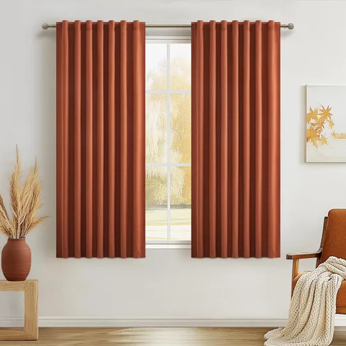 Vista 67 de Juego de 2 cortinas 100% opacas, 84 pulgadas de largo, dormitorio, estéticas, aislamiento térmico, eficiencia energética, mezcla de algodón y lino