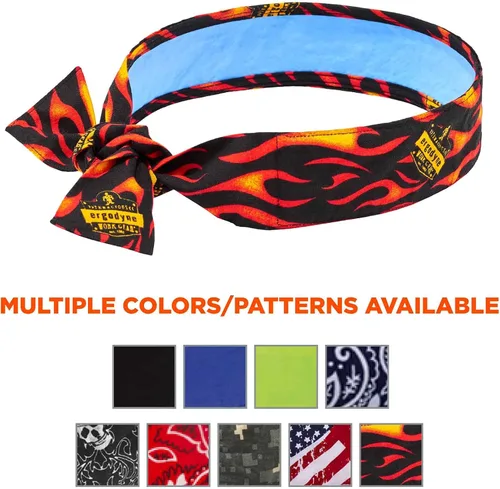 Vista 27 de Ergodyne Chill Its 6700CT - Bandana de enfriamiento, forrada con material PVA evaporativo para un alivio de enfriamiento rápido, lazo para un ajuste