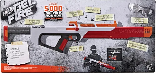 Vista 13 de Pistola Nerf Pro Gelfire Ghost de acción de proyectiles, cañón de impulso extraíble, 5000 rondas de gel, tolva integrada de 100 rondas, gafas