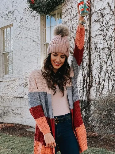 Vista 5 de FURTALK - Gorro de punto para el invierno con pompón de piel sintética, cálido, para mujeres