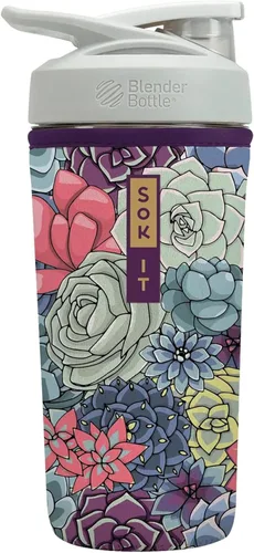 Vista 8 de Funda aislante de neopreno para botella mezcladora de proteínas Sok It BotlSok (Jardín inglés de picnic, se ajusta a botella mezcladora de 28 oz)