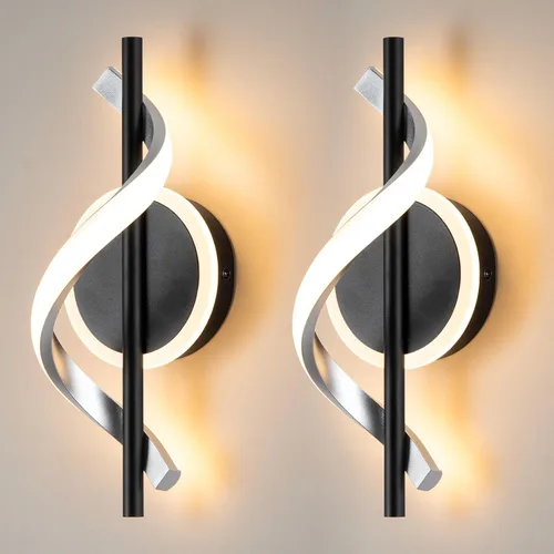 Vista 17 de Juego de 2 apliques de pared modernos, luces LED de pared de 12 W, lámpara de pared moderna en espiral, lámparas de pared LED, luminaria de luz