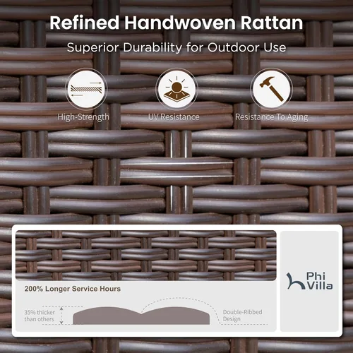 Vista 6 de PHI VILLA Juego de comedor de madera de acacia de 7 piezas para 6, mesa y sillas de madera de teca expandibles, juego de muebles de granja grandes