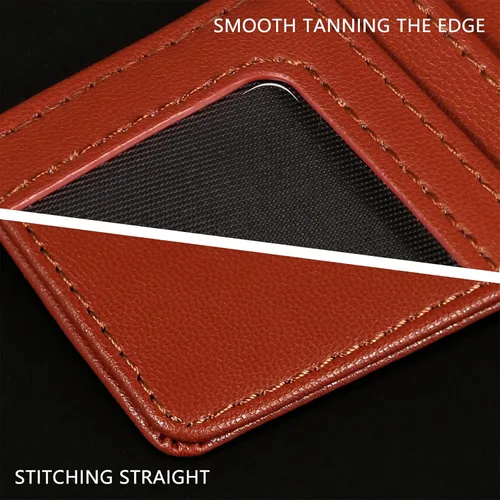 Vista 6 de GH Gold Horse Slim RFID - Soporte para tarjetas con sistema de bloqueo, billetera de cuero de bolsillo frontal minimalista para mujer