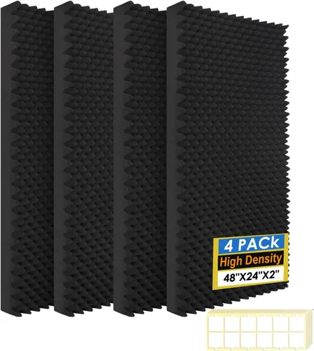 Vista 8 de Paquete de 2 paneles de espuma acústica, espuma de caja de huevos de 48 x 24 x 2 pulgadas, paneles de pared de espuma insonorizada, panel de espuma