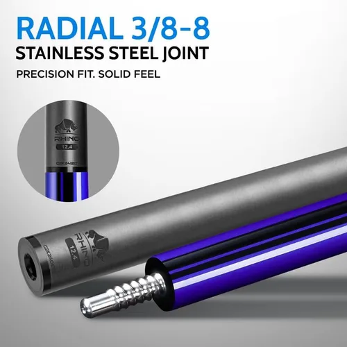 Vista 4 de RHINO Nebula 2 Low Deflection Carbon Pool Cue - Sport Wrap Amatista púrpura