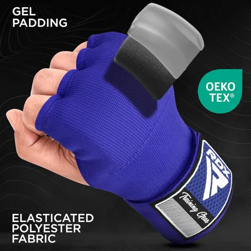 Vista 2 de RDX - Guantes de boxeo con acolchado de gel, para hombres y mujeres, con correas de muñeca elásticas de 100 cm de largo, rápidos, puños protectores