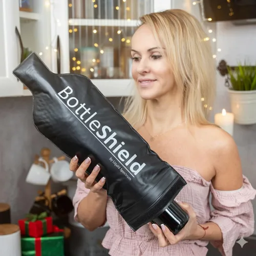 Vista 2 de Bottle Shield - Bolsa de viaje reutilizable con protector de vino (paquete de 6) – Traje de envoltura acolchada de burbujas – Funda de botella