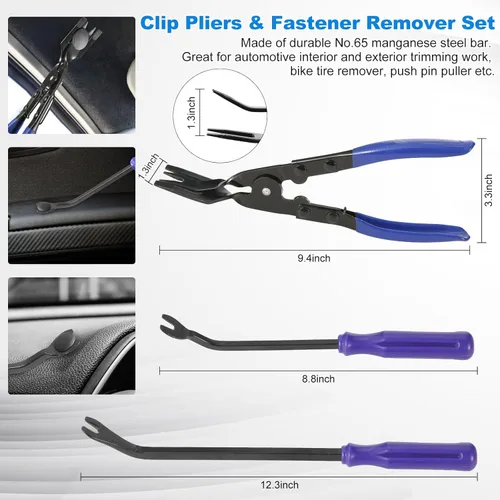 Vista 3 de Uolor - Kit de 342 piezas con herramientas para el auto, para quitar molduras, paneles de puerta, audio, radio, estéreo, juego de clips de retención