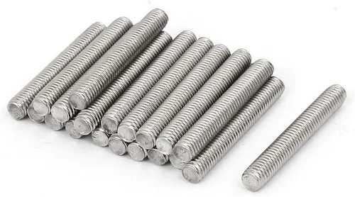 Vista 21 de uxcell M3 x 1.181 in 0.020 in Pitch 304 Varillas totalmente roscadas de acero inoxidable tono plateado 20 piezas