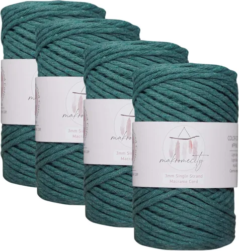 Vista 129 de Makromecity, Cordón de macramé de un solo hilo de 3 mm x 100 yardas (300 pies) de 3 mm de cordón de algodón azul bebé para arte y manualidades