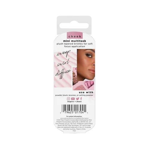 Vista 7 de Real Techniques Mini brocha de maquillaje multitarea, para rubor, bronceador y polvo, cepillo facial con cerdas sintéticas cortadas a medida