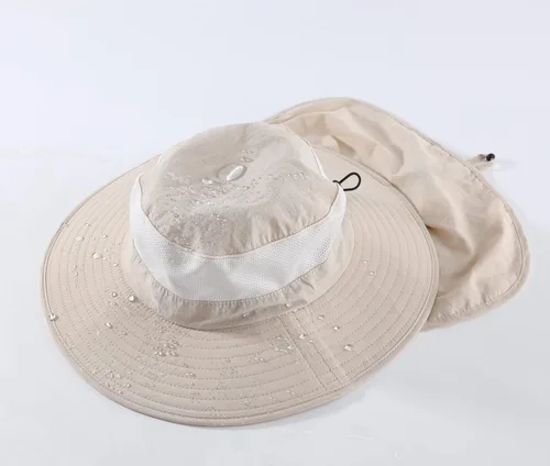 Vista 4 de Home Prefer Sombrero de malla para exteriores UPF50+ Sombrero de pesca de ala ancha con solapa para el cuello