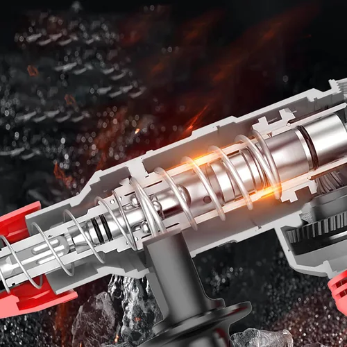 Vista 3 de HYCHIKA - Taladro de martillo giratorio con embrague de seguridad, 1100 RPM AC con cable Rotomartillo para hormigón, incluye 6 brocas, cepillo