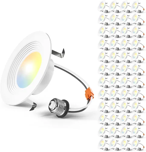 Amico Paquete de 48 luces LED empotrables 5CCT de 4 pulgadas, regulable, 8.5 W = 60 W, 650 LM, 2700 K/3000 K/4000 K/5000 K/6000 K seleccionables,