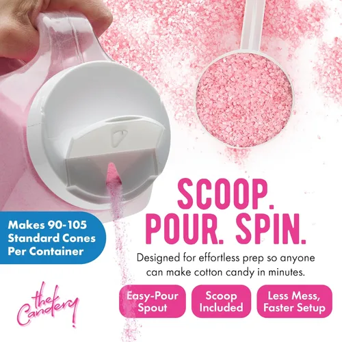 Vista 3 de The Candery Azúcar de hilo de algodón para caramelos (paquete de 3) incluye 100 conos premium (3 unidades de 46 onzas con 100 conos)
