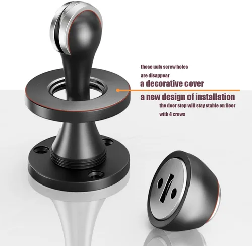 Vista 4 de Tope de puerta magnético mental sólido, montado en la pared, bronce aceitado