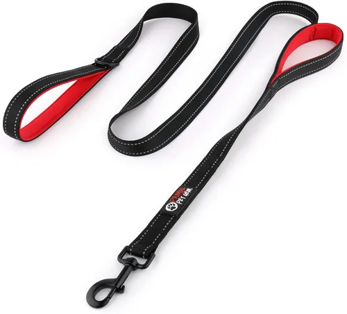 Correa de perro de 6 pies con asa acolchada de tráfico, resistente, doble asa para un mayor control de capacitación en seguridad, perfecto para Negro