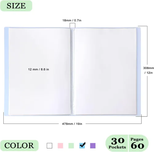Vista 2 de Tamaki - Carpeta portafolio con fundas de plástico, carpeta de bolsillo con protectores de hojas transparentes, libro de exhibición de 60 páginas