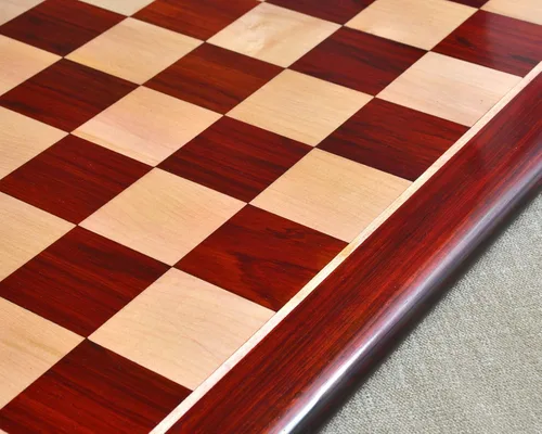 Vista 5 de Luxury Solid Wooden Chess Board – Blood Red Bud Rosewood (Padauk), 23" 60 mm Squares Handmade Premium Board