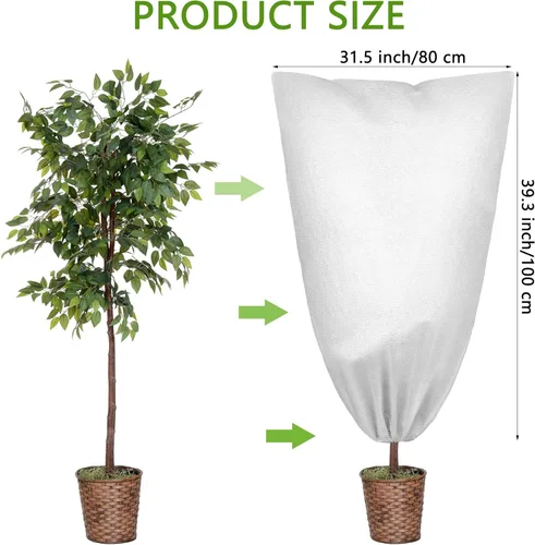 Vista 2 de 10 cubiertas para plantas, protección contra congelación, cubierta de invierno para plantas con cordón y cremallera, bolsa protectora grande
