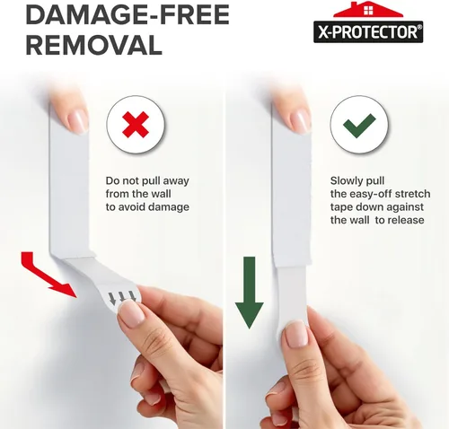 Vista 6 de X-Protector Tiras para Colgar Cuadros - 20 Pares de Colgadores de Cuadros Sin Daños - Colgadores Autoadhesivos Sin Clavos - Tiras Resistentes