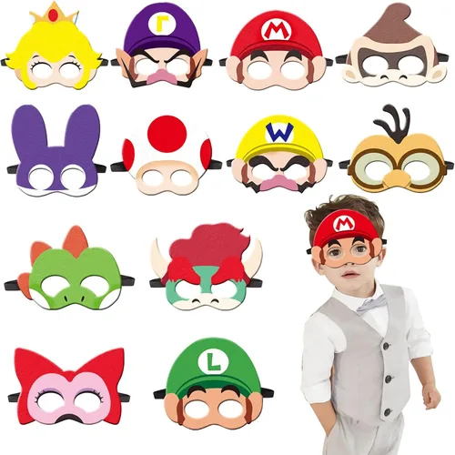 Mario themed party supplies 12pcs birthday game themed blanket masks birthday gifts for boys and girls role play