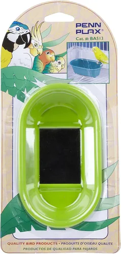 Vista 3 de Penn-Plax Bañera para pájaros con espejo – Accesorio atractivo para bañarse, jugar y cuidar las plumas – Fácil de limpiar e instalar – Ideal