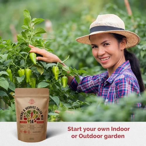 Vista 7 de Organo Republic Paquete de 14 semillas de hierbas, tomate y chile y 20 semillas de verduras más populares, semillas de reliquia sin OMG