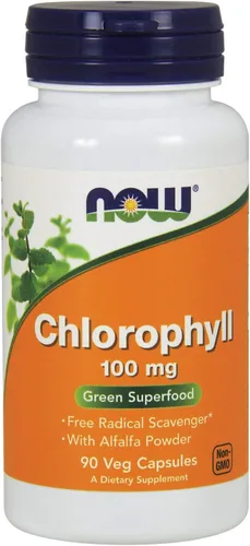 Cápsulas de clorofila (90 unidades de 100 mg), de Now Foods, Paquete de 2, 2, 2