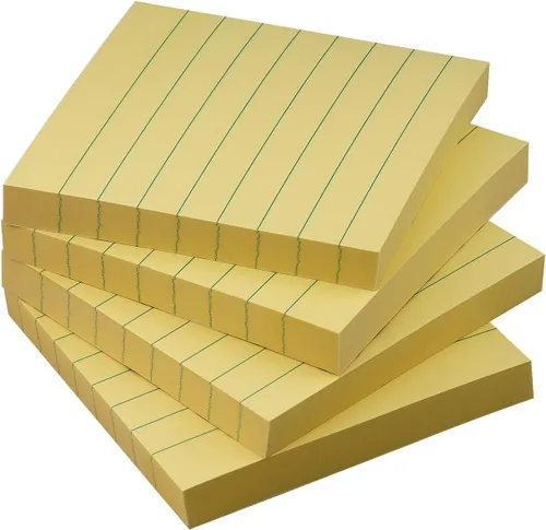Vista 8 de Notas adhesivas forradas de 3 x 3 pulgadas, notas adhesivas con líneas, notas autoadhesivas, color brillante, 4 blocs de 90 hojas/bloc (azul)