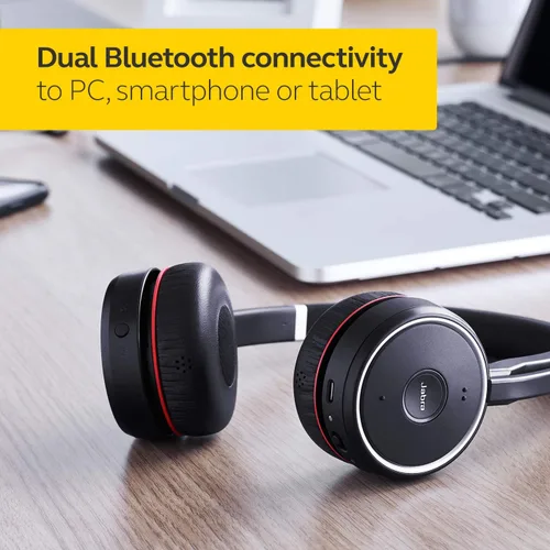 Vista 3 de Jabra Evolve 75 UC Auriculares inalámbricos, estéreo, incluye adaptador USB Link 370, auriculares Bluetooth con altavoces de clase mundial