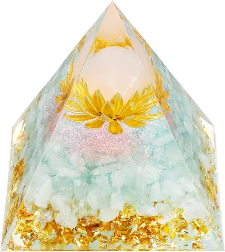 Pirámide de orgón energía positiva, pirámide de cristal, flor de la vida, cuarzo con ágata, cristales de protección, generador de energía para