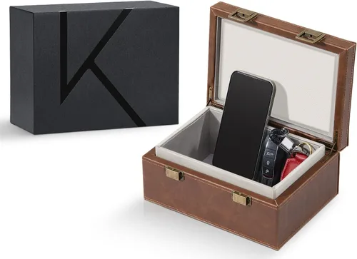 Vista 16 de KK6M-BL Faraday - Caja protectora para llavero, bloqueo de señal RFID, caja de blindaje para llaves de automóvil, jaula Faraday vintage antirrobo