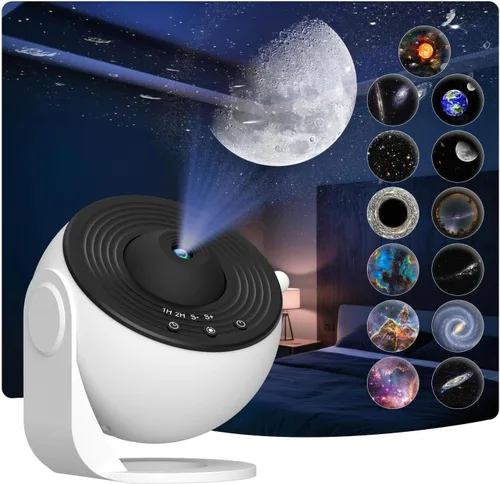 Proyector de planetario para dormitorio, proyector de luz de galaxia de estrellas con nebulosa vía láctea, luz nocturna LED para techo con Negro