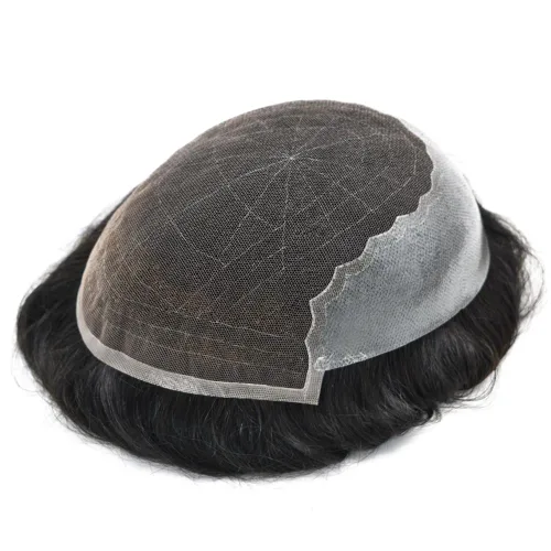 Vista 293 de Toupee - Sistemas de reemplazo de cabello para hombre, encaje frontal suizo, nudo blanqueado, pieza de cabello humano natural