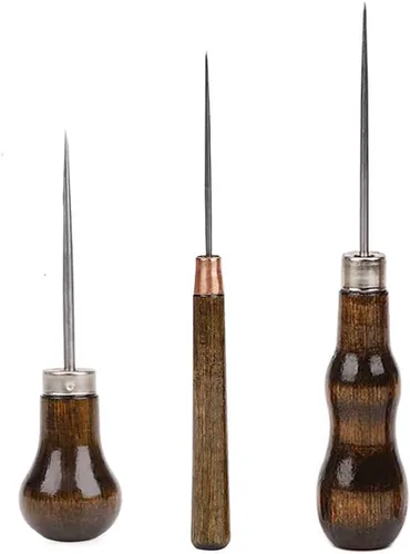 UtySty Paquete de 3 herramientas para rascar con mango de madera en forma de calabaza para perforar de cuero, zapatos de reparación de manualidades,