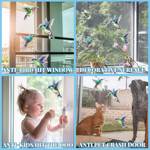 Vista 4 de Eersida 16 imanes de colibrí para puertas mosquiteras de doble cara, adhesivos magnéticos decorativos para ventanas, patios, puertas correderas