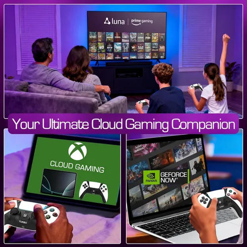 Vista 4 de Enstixsm Controladores universales Luna para PC Fire Stick TV PS4 Steam Phone Tablet, control de juego inalámbrico con 2 paletas traseras y turbo