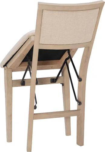 Vista 19 de Linon Keira Sillas plegables de madera rústica natural con asiento y respaldo acolchados en beige – Conjunto de 2
