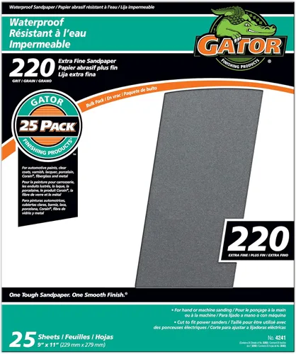 Vista 16 de Gator Hojas de lijado impermeables de 9 x 11 pulgadas, grano 150, paquete de 25