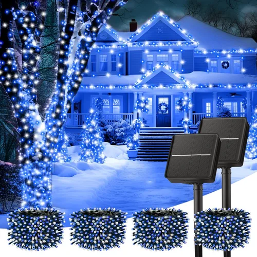 Vista 22 de Minetom Luces de Cadena Solares para Exteriores, 40 pies 100 Luces LED de Cadena Alimentadas por Energía Solar con 8 Modos de Iluminación, Luces