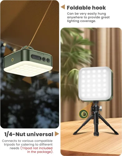 Vista 7 de Linterna de Camping - Lámpara LED Solar Plegable, 5200mAh Solar/USB Recargable, 1000LM, 5 Modos de Luz, IPX4 Impermeable al Aire Libre - Luz