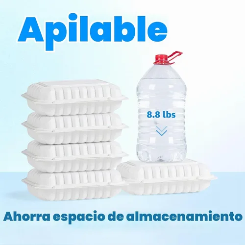 Vista 4 de YANGRUI Contenedores para Alimentos de 9 x 6 pulgadas, 28 onzas, paquete de 50 unidades – Envuelto en Plástico PP Relleno de Minerales Libre de BPA