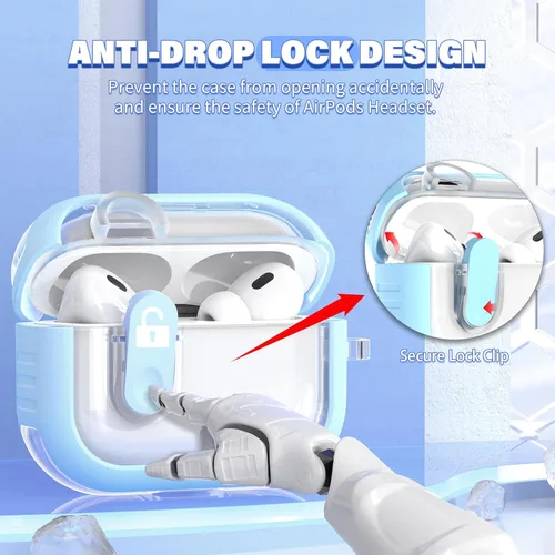 Vista 4 de Funda para AirPods Pro (2023/2022/2019, 2ª/1ª generación), compatible con Airpods Pro de 2ª generación (cable USB-C/Lightning), pulsera
