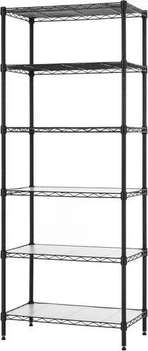 Finnhomy Estantería de alambre de 6 niveles, estante de alambre de acero ajustable con 6 estantes, alfombrilla de polietileno y pies de nivelación